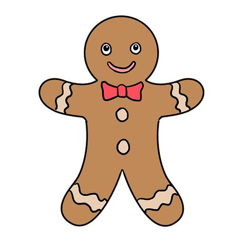 How to Draw a Gingerbread Man - Really Easy Drawing Tutorial Snow Men Drawing, Snow Man Drawing Easy, Gingerbread Stem, Gingerbread Drawing, Draw A Gingerbread Man, Gingerbread Man Drawing, Cookie Drawing, Easy Christmas Drawings, Xmas Drawing