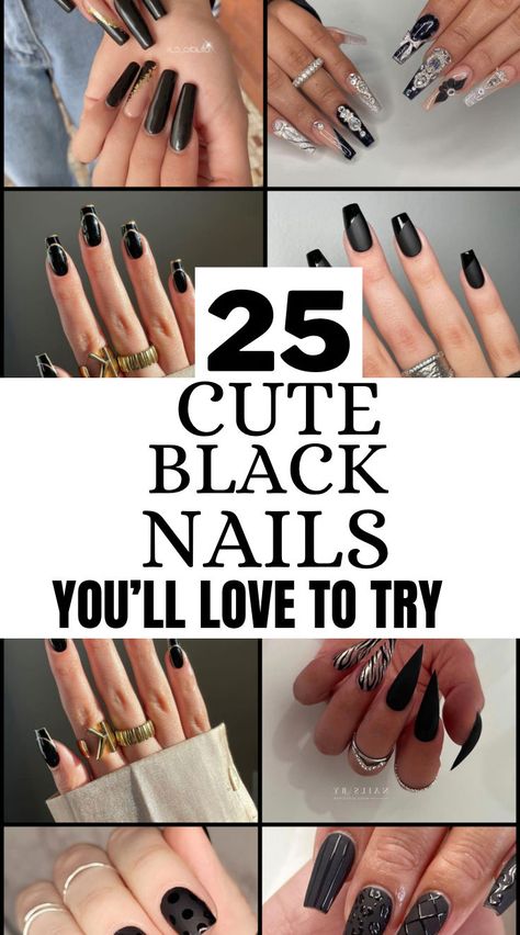 If you love black nails then these nails are for you. These cute black nails are the best and will suit any outfit you want to pair them with. These cute black nails are beautiful so you can’t help but love them all. Cute Black Nails, Pink Black Nails, Short Oval Nails, Oval Nails Designs, Almond Flower, Black Manicure, Bridesmaids Nails, Matte Black Nails, Toe Nail Color