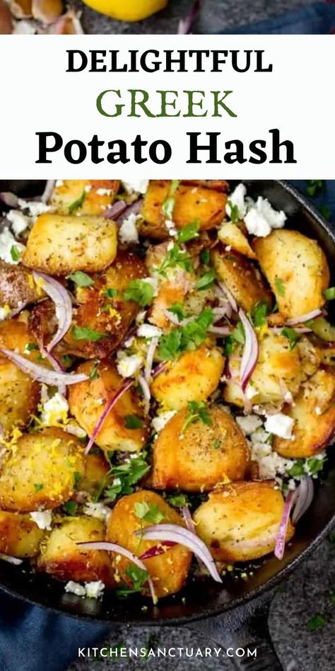 Dinner With Feta, Lamb Side Dishes, Greek Side Dishes, Greek Feast, Greek Style Potatoes, Pork Gyros, Greek Chicken Souvlaki, Potato Hash Recipe, Greek Gyros