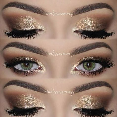 Wedding Makeup Bridesmaid, Soft Smokey Eye, Wedding Hairstyles And Makeup, Gold Eye Makeup, Formal Makeup, Makijaż Smokey Eye, Gold Makeup, Hoco Makeup, Smokey Eyes