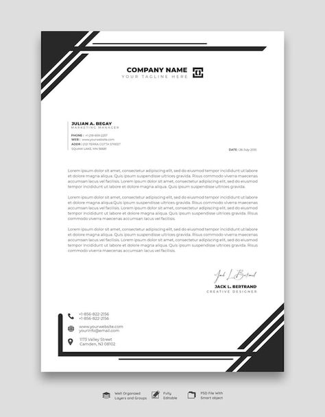 Free PSD modern business and corporate l... | Free Psd #Freepik #freepsd Business Stationary Design, Letterhead Format, Letterhead Template Word, Letter Pad, Invoice Design, Business Stationary, Social Templates, Letterhead Template, Letterhead Design