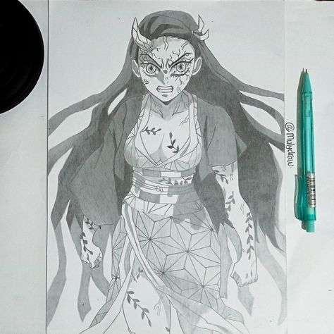 Demon Slayer Nezuko Drawing Sketch, Nezuko Demon Drawing, Nezuko Pencil Sketch, Easy Drawings Sketches Anime, Demon Slayer Nezuko Drawing, Nezuko Drawing Sketch, Demon Girl Sketch, Nezuko Sketch, Demon Slayer Crafts