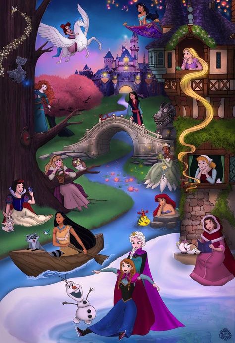 Princess Collage, Disney Kızları, Disney Humor, Princes Disney, Disney Mignon, Princesas Disney Anime, Animation Disney, Drawing Hands, Disney Fanart