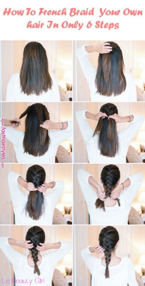 French Braids Black Hair, French Braid Your Own Hair, French Braid Short Hair, Easy French Braid, Braid Your Own Hair, How To French Braid, Braid Your Hair, French Braids Tutorial, Braids Step By Step