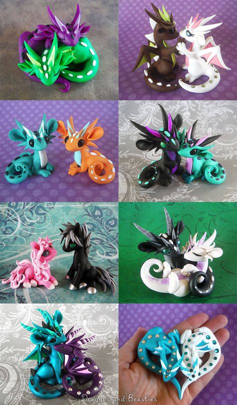 Polymer Dragon, Crea Fimo, Polymer Clay Dragon, Dragon Crafts, Clay Dragon, Polymer Clay Figures, Dragon Sculpture, Pricing Guide, Hugging Couple