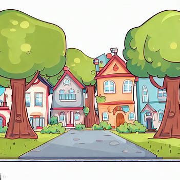 a neighborhood with a sidewalk cute happy houses and big trees between the sidewalk and the street that look happy cartoon style - Image Creator from Microsoft Bing Neighborhood Drawing, House Doodle, Cartoon Ideas, Big Trees, Watercolor Portrait Painting, Big Building, Building Front, Happy Cartoon, Happy House