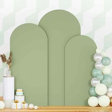 Amazon.com : Sage Green Chiara Arch Cover Set of 3 Spandex Fitted Wedding Arch Covers 4ft 5ft 6ft Arched Backdrop Cover 2-Sided Arch Backdrop Stand Cover for Happy Birthday Baby Shower Wedding Arch Stand Cover : Patio, Lawn & Garden Backdrop Frame, Happy Birthday Baby, Happy Birthday Parties, Sewing Party, Luxury Event, Backdrop Stand, Baby Shower Balloons, Baby Shower Gender Reveal, Bachelor Party