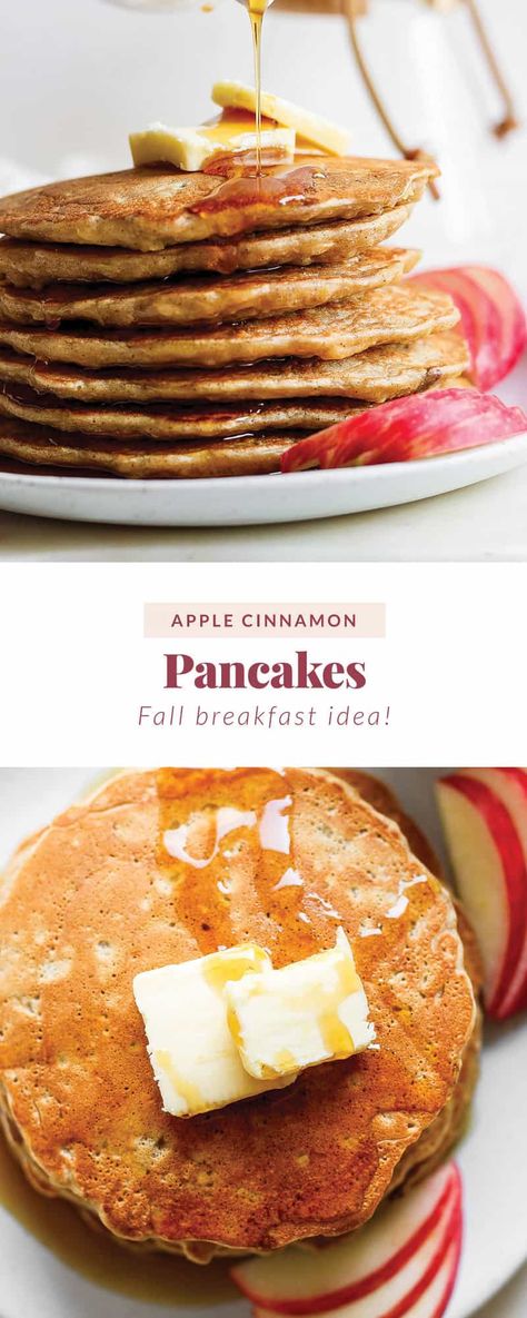 Apple Cinnamon Pancakes, Cinnamon Pancakes, Apple Pancakes, Fall Breakfast, Breakfast Snacks, Breakfast For Kids, Dessert Drinks, Cinnamon Apples, Ground Cinnamon