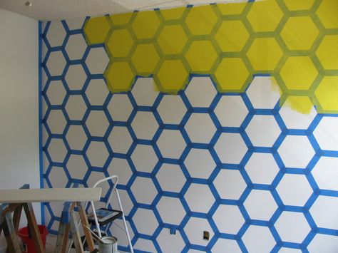 Bee Theme Nursery, Honeycomb Wall, Bee Room, Diy Honeycomb, Bee Photo, Theme Nursery, Floor Ceiling, Classroom Walls, Kids Church