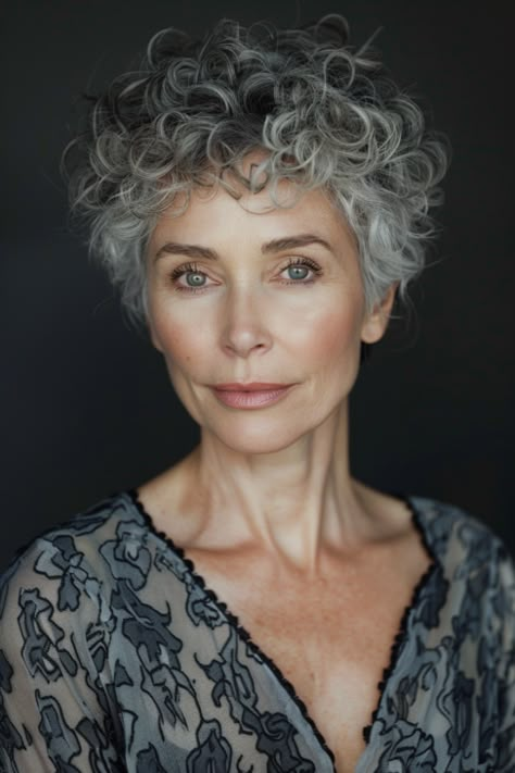 Curly Silver Hair, Short Curly Hairstyles For Women, Grey Hair Over 50, Grey Curly Hair, Grey Hair Inspiration, Curly Hair Photos, Short Curly Haircuts, Short Grey Hair, Haircuts For Curly Hair