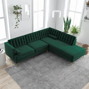 Small Sectional Sofa, Sofa Green, Grey Sectional Sofa, Style Salon, Velvet Sectional, Grey Sectional, Modern Sofa Sectional, Inspire Me Home Decor, Sofa Chaise