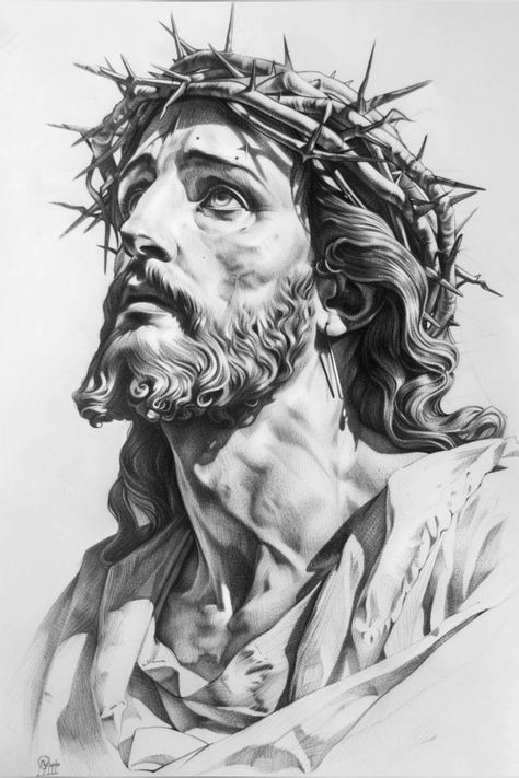 Tattoo Realism Design, Jesus Christ Sketch, Jason Voorhees Tattoo Designs, Tattoo Designs Stencil, Jesus Tattoo Ideas, Jason Voorhees Tattoo, Religious Tattoo Design, Religion Tattoo, Manchester Tattoo