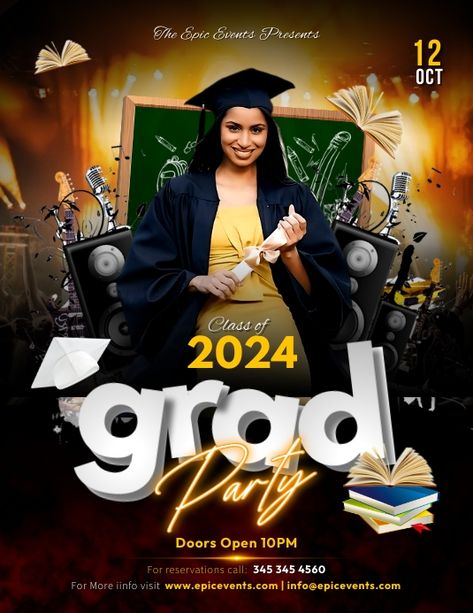 Graduation Flyer Design, Graduation Party Poster, Graduation Party Flyer, Graduation Party Template, Graduation Card Boxes, Graduation Cards Handmade, Graduation Poster, Party Template, Club Flyers