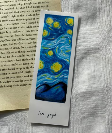 Starry Night Bookmark, Handmade Bookmarks Diy, Bookmark Ideas, Bookmark Handmade, Watercolor Flowers Tutorial, Creative Bookmarks, Lotr Art, Bookmark Craft, Diy Journal Books