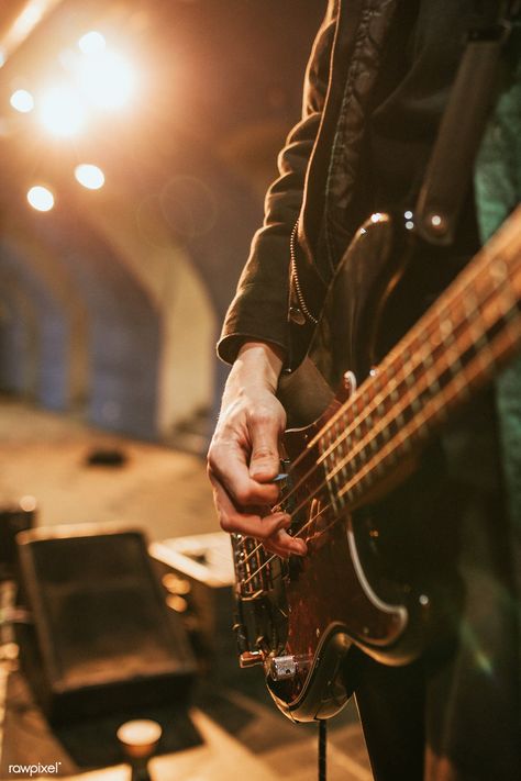 Bassist playing on stage | premium image by rawpixel.com / Felix Rock Guitar Aesthetic, Bass Guitar Aesthetic, Guitarist Photography, Aesthetic Guitar, Image Rock, Guitar Aesthetic, Guitar Boy, Musician Photography, Band Photography