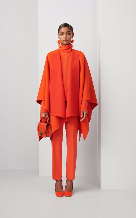 Poncho Outfit, Ralph Lauren Womens Clothing, Poncho Pullover, Orange Outfit, Wool Poncho, Ralph Lauren Style, Pant Suits, Mode Vintage, Mode Inspiration