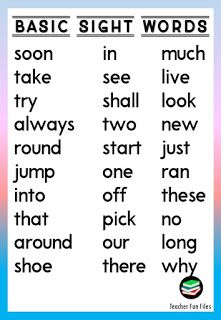 Teacher Fun Files: Basic Sight Words Chart Sight Words For Class 1, English Sight Words Grade 1, Sight Words Chart Ideas, Sight Words Chart, Basic Sight Words Grade 1, Basic Sight Words Grade 1 Tagalog, Dolch Basic Sight Words, High Frequency Sight Words, Teacher Fun Files