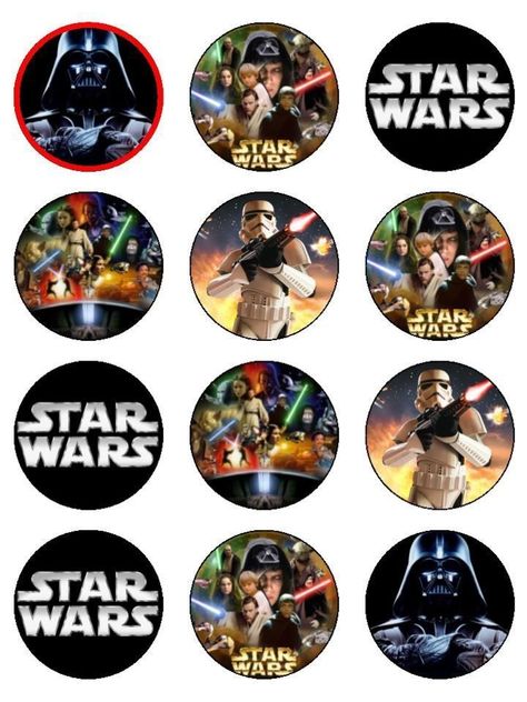 Star Wars Cupcake Toppers, Star Wars Christmas Tree, Star Wars Cupcakes, Kids Collage, Christmas Cupcake Toppers, Star Wars Crafts, Ariel Disney, Printable Star, Art Trading Cards