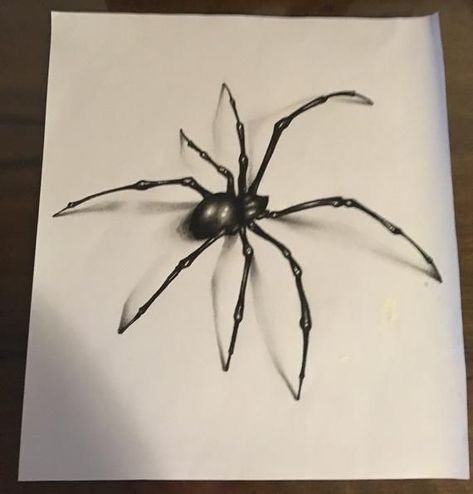 Spider Drawing Easy, 3d Pencil Art, 3d Spider, Shadow Tattoo, Spider Drawing, Bee Drawing, Grim Reaper Art, Halloween Stencils, Pencil Drawings Of Animals