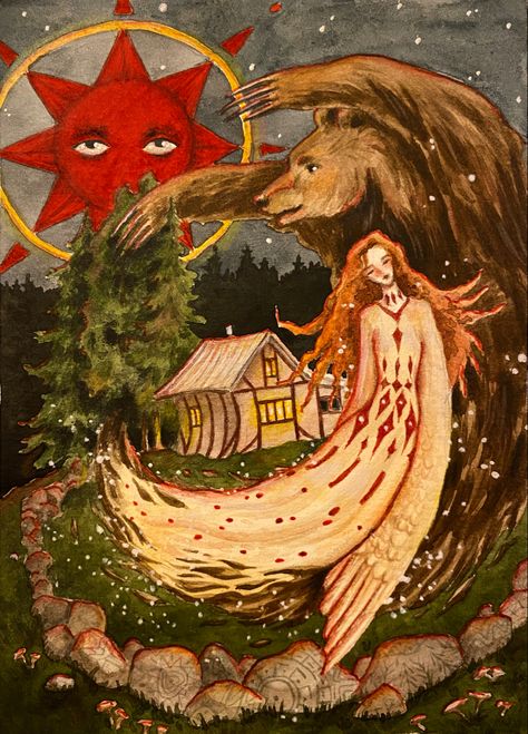 Bear Cottagecore, Folklore Art, Poster Wallpaper, Magical Art, Arte Inspo, Fairytale Art, Mystical Art, Forest Art, Spiritual Art