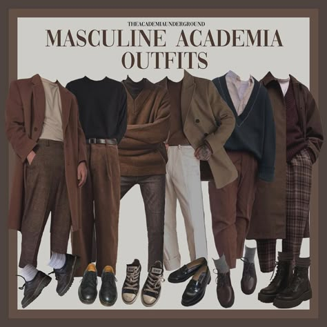 Darkacademiaoutfit Men, Dark Acedamia Outfit Ideas Men, Vintage Business Casual Men, Chaotic Academia Aesthetic Outfit Men, Masc Dark Academia Outfits, Academia Outfits Men, Retro Men Outfit, Dark Academia Fashion Men, Dark Academia Outfits Men