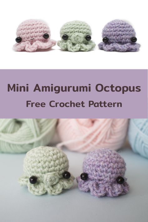 Mini Octopus Amigurumi Pattern Mini Octopus Amigurumi Free Pattern, Micro Crochet Octopus, Crochet Mini Keychain Amigurumi Patterns, Tiny Crochet Octopus Pattern, Small Octopus Crochet Pattern Free, Mini Octopus Crochet Pattern No Sew, Crochet Octopus Free Pattern Easy, Free Mini Octopus Crochet Pattern, Pocket Octo Crochet Pattern Free