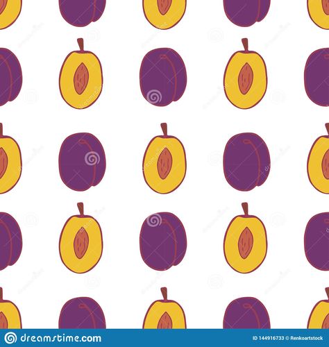 Plum fruit seamless pattern Plum Fruit, Food Backgrounds, Nursing Home, Pattern Illustration, Natural Health, Seamless Pattern, Fabric Texture, Seamless Patterns, Plum