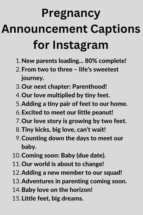 A list of Instagram Captions for Your Pregnancy Announcement Cute Pregnancy Quotes, Pregnancy Announcement Captions, Pregnancy Announcement Quotes, Baby Captions, Newborn Quotes, Unique Pregnancy Announcement, Baby Announcement Photoshoot, Cute Pregnancy Pictures, Short Instagram Quotes