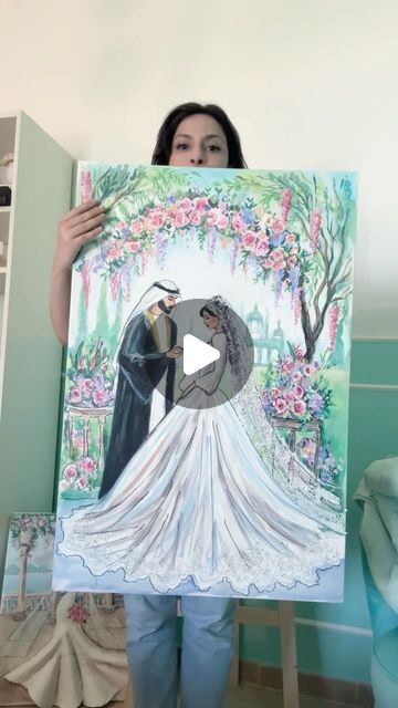 Sara Japanwalla on Instagram: "Working on my latest bride & groom painting this week! I wanted to capture that soft, ethereal essence of love, blending delicate hues with 3D lace details to create something truly unique. 

It’s a labor of love, adding texture and dimension to make the piece come to life. 

If you’re looking for custom artwork that tells your story in a timeless, luxurious way, let’s create something magical together! ✨ #LuxuryArt #uaeillustrator #uaeartist #CustomWeddingArt" Ethereal Essence, Canvas Painting Tutorials, Painting Tutorials, Luxury Art, Custom Artwork, Painting Tutorial, Bride And Groom, Custom Wedding, Your Story