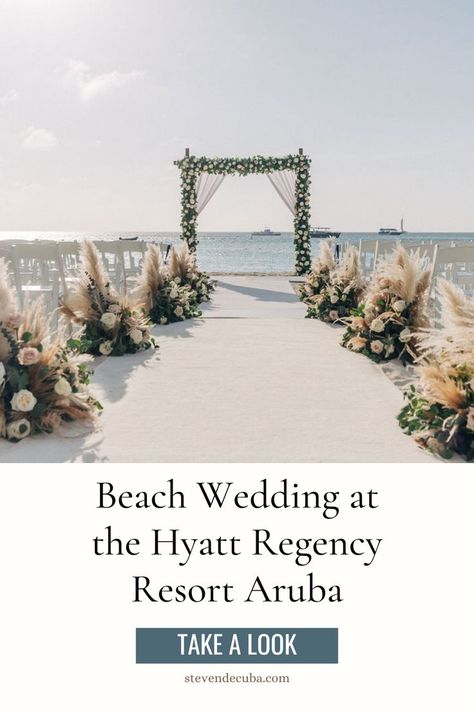 Aruba Beach Wedding at the Hyatt Regency Resort Aruba Wedding Ideas Bridesmaid Dresses, Aruba Beach Wedding, Destination Wedding Aruba, Aruba Wedding, Aruba Weddings, Beach Wedding Arch, Aruba Beach, Budget Friendly Wedding, Island Paradise