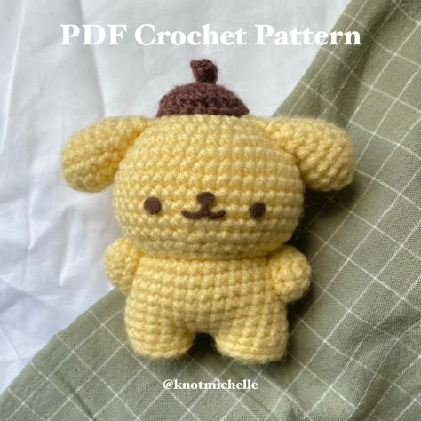 This is a PDF crochet pattern, not a finished product! A 9 page PDF file, including the title page, step-by-step instructions, notes, and pictures to make a yellow pup. Beginner friendly crochet pattern to make your very own yellow pup! The pattern is written in English and uses US terminology. Materials: Worsted weight yarn (size 4) in yellow and brown 3.75mm hook brown felt or whatever you desire to make the face with Glue or any adhesive to attach the face Polyfil / Fibrefil Stitch marker (op Easy Crochet Plush, Crochet Plushies, Unique Tools, Crochet Idea, Easy Crochet Animals, Crochet Plushie, Confection Au Crochet, Knit Projects, Crochet Design Pattern