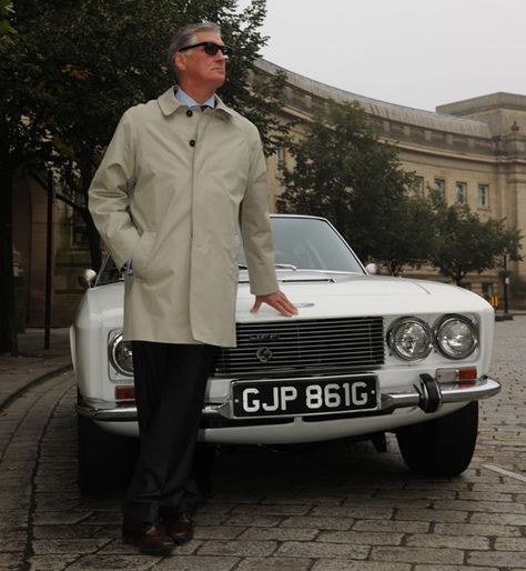 When the autumnal showers arrive, the bespoke Harry Palmer raincoat by Lancashire Pike will keep you dry and keep you stylish. Harry Palmer, Mod Fashion Men, Mad Men Office, Gents Style, Jensen Interceptor, Men Office, George Best, Male Style, Gents Fashion