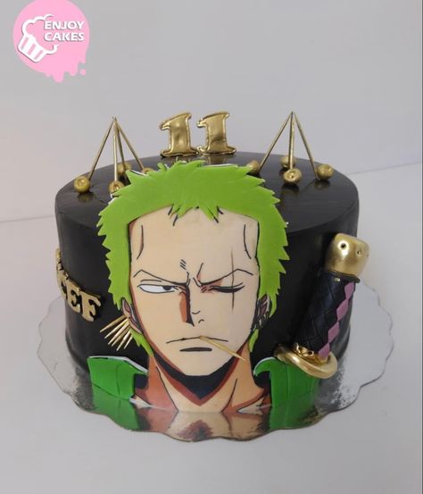 Zoro One Piece Cake, Cake One Piece, Crazy Wedding Cakes, One Piece Birthdays, Fondant Cakes Birthday, Pastry Design, Anime Cake, Chocolate Cake Designs, Pastel Blue Background