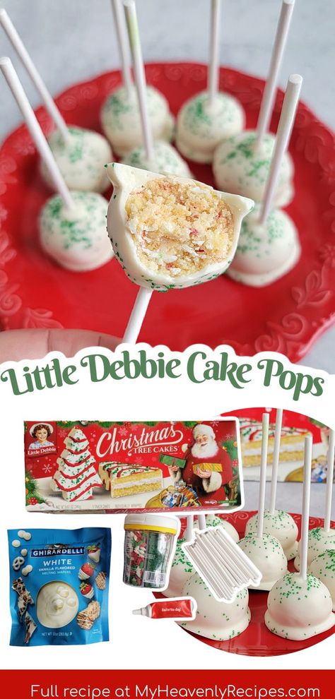 Christmas Tree Dip Little Debbie, Little Debbie Cake Balls, Little Debbie Tree Cake, Christmas Tree Cake Pops, Christmas Tree Dip, Tree Cake Pops, Christmas Cake Pops Recipe, Christmas Cake Balls, Fun Cake Pops