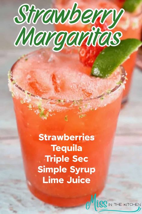 Give me a plate of Brisket Tacos and a Strawberry Margarita and I am pretty happy. Enjoy these easy cocktails on your next taco night or make a batch of them and pop them in the freezer. Perfect to have on hand when you are ready for a tasty drink recipe. Homemade Margaritas Recipe, Margarita Recipes Large Batch, Tasty Alcoholic Drinks, Best Strawberry Margarita Recipe, Margarita Shots, Easy Margaritas, Strawberry Margarita Recipes, Cheap Margarita Recipe, Homemade Margarita Mix Recipes