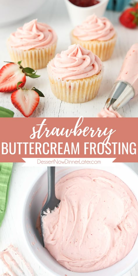 Strawberry Frosting Recipes, Strawberry Buttercream Frosting, Strawberry Icing, Strawberry Cream Cheese Frosting, Frosting Recipes Easy, Cake Frosting Recipe, Strawberry Frosting, Strawberry Buttercream, Buttercream Frosting Recipe