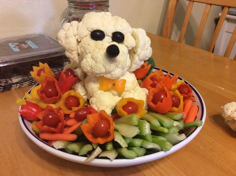 Puppy Themed Charcuterie Board, Paw Patrol Veggie Tray, Dog Birthday Party Food For Humans, Let’s Pawty Birthday Food, Puppy Dog Party Food, Dog Theme Party Games, Puppy Party Food Ideas, Dog Themed Party Food, Dog Themed Food