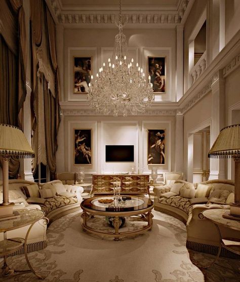 Living room ideas: Luxury living rooms that will make you fall in love in a second due to its unique luxury decor Mansions Interior, Elegant Living Room Design, Luxury Living Room Design, Grand Foyer, Neo Classical, Mansion Interior, Home Cinema, Elegant Living Room, Luxury Homes Dream Houses