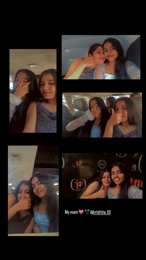 Bff Photoshoot Poses Selfie, Cousin Story Instagram, Frd Poses, Cousin Photo Ideas, Bestfriend Cartoons, Insta Story Ideas With Friends, Friends Pose, Collage Idea, Cousin Photo