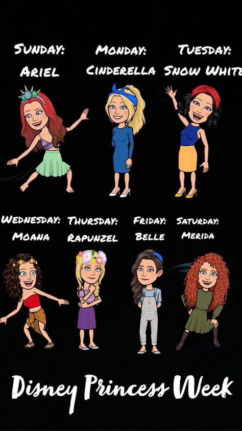 Bitmojii, Costumes, Disney Princesses, Princess Belle, Ariel, Cinderella, Snow White, Moana,  Rapunzel (Tangled), Merida (Brave) Bit Moji Outfits Ideas Aesthetic, Cute Bit Moji Outfits, Stranger Things Bitmoji Outfits, Snapchat Clothes Bitmoji Ideas, Birthday Bitmoji Outfits, Funny Bitmoji Ideas, Matching Bitmoji Outfits For Besties, Crazy Bitmoji Ideas, Bff Bitmoji