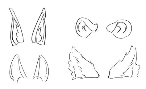 Wolf Ears Drawing, Ear Drawing Reference, Ears Drawing, Ear Drawing, Anime Cat Ears, How To Draw Ears, Fox Character, Ear Art, Wolf Ears