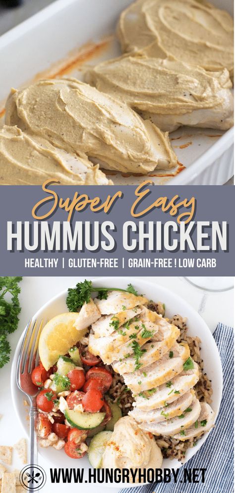 Hummus Chicken Recipes, Mediterranean Feast, Hummus Crusted Chicken, Hummus Chicken, Dinner Casserole Recipes, Healthy Baked Chicken, Course Ideas, Easy Hummus, Easy Baked Chicken