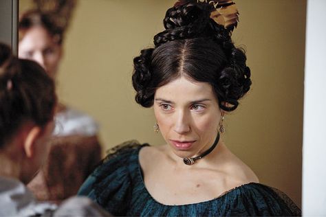 Sally Hawkins as Mrs. Reed, Jane Eyre's aunt 1830s Hair, Pretty Updos, Jane Eyre 2011, Sally Hawkins, The Young Victoria, Hair Movie, Period Films, Stage Beauty, Mia Wasikowska