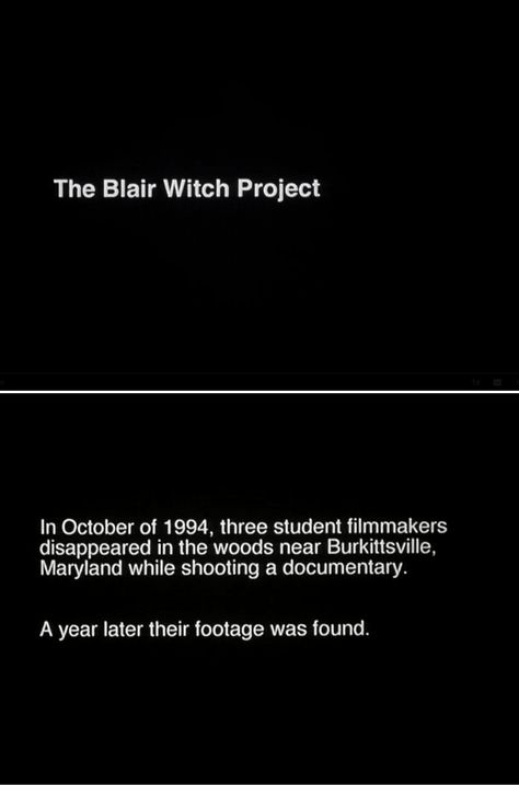 2 • The Blair Witch Project (1999) Witch Ideas, The Blair Witch Project, Hot Edits, Blair Witch Project, New Project Ideas, Blair Witch, I'm Scared, Media Studies, Title Card