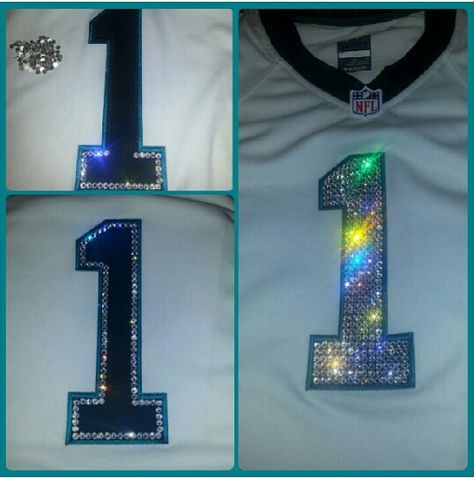 DIY Jersey Bling Bling Football Jersey, Diy Jersey Shirt Football, Bedazzled Football Jersey, Diy Jersey Shirt, Bedazzled Clothing, Jersey Outfit Football, Diy Jersey, Football Girlfriend Shirts, Jersey Outfits