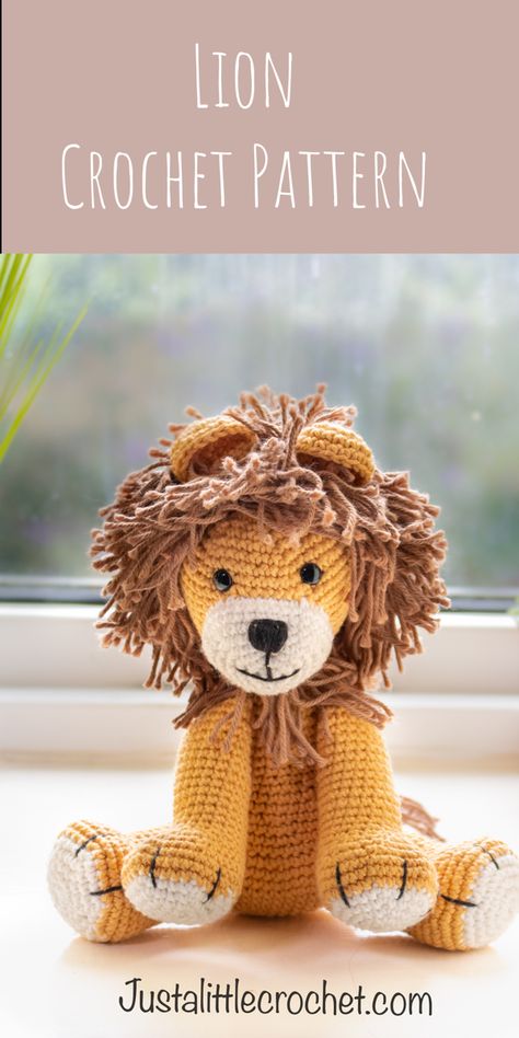 crochet pattern for lion stuffed animal. Zoo Animal Crochet, Crochet Zoo Animals, Crochet Lion Pattern Free, Lion Crochet Pattern Free, Lion Amigurumi Pattern Free, Crochet Safari Animals, Crochet Leopard, Lion Crochet Pattern, Lion Stuffed Animal