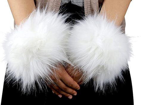 Faux Fur Accessories For Women, Fur Arm Warmers, Fur Wrist Cuffs, White Faux Headband Fur, Squirrel Costume, Fox Fur Collar, Silly Clothes, Wrist Cuffs, Winter Warmers