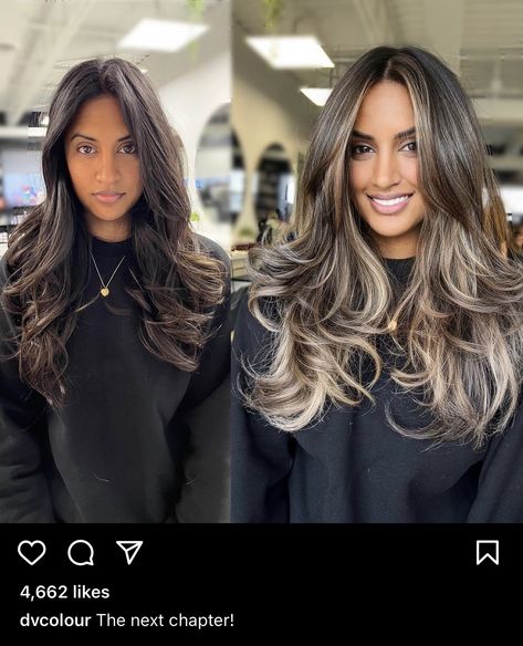 Balyage Long Hair, Rambut Brunette, Blonde Highlights On Dark Hair, Blonde Hair Transformations, Black Hair Balayage, Brown Hair Looks, Brown Hair Inspo, Brunette Hair With Highlights, Balayage Hair Dark