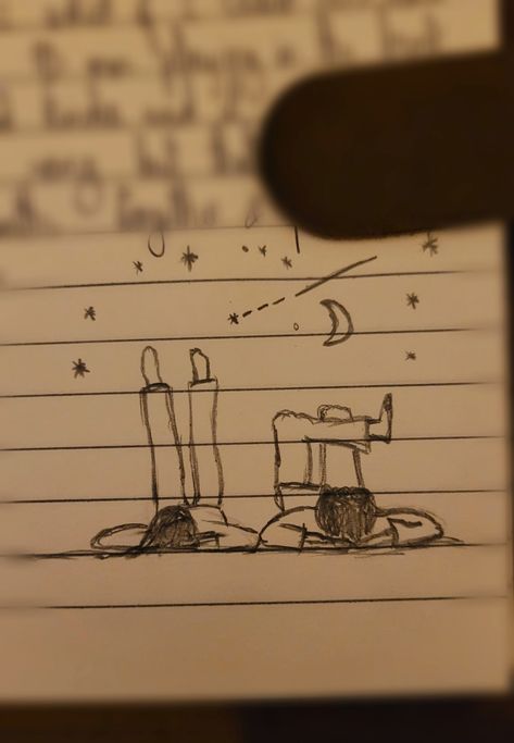 Stargazing Couple Drawing, Stargazing Drawing Reference, Sleepover Doodles, Easy Romantic Drawings, Watching The Stars Drawing, Stargazing Sketch, Crush Art Drawings, Romantic Sketches Easy, Star Gazing Drawing