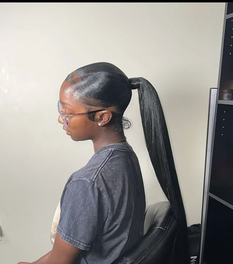 Low Ponytails With Weave, Two Sleek Ponytail Weave, Slick Ponytail Weave Straight, Two Low Ponytails With Weave, 2 Low Ponytails With Weave, Ponytails With Weave, V Part Ponytail, Quick Weave Ponytail Hairstyles, Quick Weave Ponytail